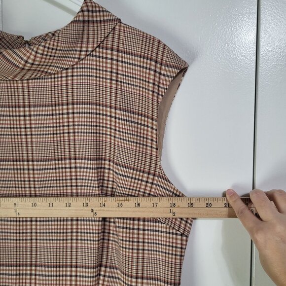 Ann Taylor Factory Plaid Sleeveless Lined Dress Women's SZ 14 Brown - Picture 5 of 11